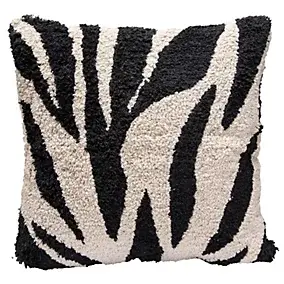 Housse de coussin en coton tufté rayés blanc et noir 45 x 45cm Zélie, Deko & Co