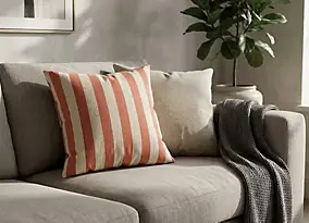 Housse de coussin 60 x 60 cm carrée en coton rayé terracotta Deko&Co