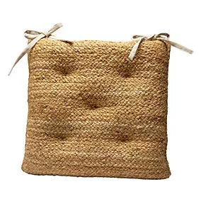 Galette de chaise avec attaches 45 x 45 cm en jute et coton beige Deko&Co
