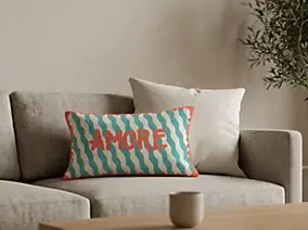 Housse de coussin rectangulaire 30 x 50 cm en coton multicolore imprimé Amore, Deko&Co