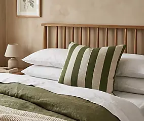 Housse de coussin 60 x 60 cm carrée en coton rayé vert kaki Deko&Co