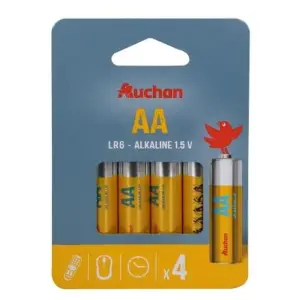 AUCHAN Lot de 4 piles alcaline standard AA