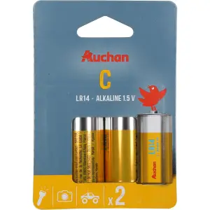 AUCHAN Piles Alcalines LR14 - 2 pièces