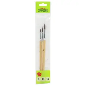 AUCHAN Lot de 3 pinceaux ronds n°6, 10 & 14