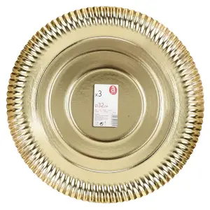 ACTUEL 3 Assiettes en carton 32 cm - Or