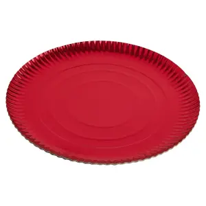 ACTUEL 3 Assiettes en carton 32 cm - Rouge métallisé