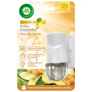 AIR WICK Diffuseur électrique huiles essentielles fleur de vanille 1 diffuseur + 1 recharge