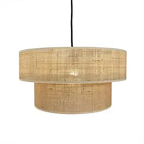 Abat-jour intérieur Estela H.20 x Ø40cm IP20 E27 beige fibre naturelle Lumisky