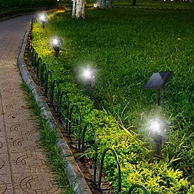 4 spots solaires extérieurs LED noir 4-en-1 câble 4 m 150/200 lm IP65 Lumisky Roundy
