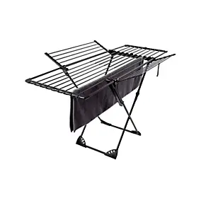 Étendoir à linge pliable 27 m d'étendage avec 4 ailes, noir sur roulettes, Kitchen Move Umea