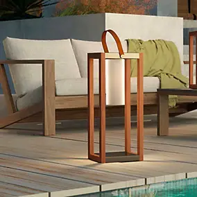 Lanterne solaire Seraphina Tall bois finition métal IP44 40lm