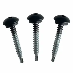 Lot de 25 vis auto-perceuse support bois + rondelle étanche 4,8 X 38 mm noir mat