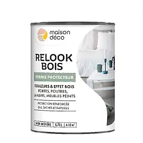 Vernis protecteur bois, lambris, portes, meubles peints, satin incolore Relook Bois 750 ml