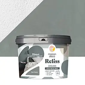 Enduit de rénovation coloré effet béton brut Maison Déco Reliss vert kaki 15kg