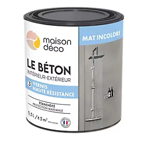 Vernis béton haute résistance intérieur, extérieur incolore mat Maison déco 0.5 L