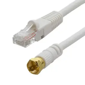 Cordon balun F mâle / RJ45 mâle - blanc connecteurs plaqués or - Erard