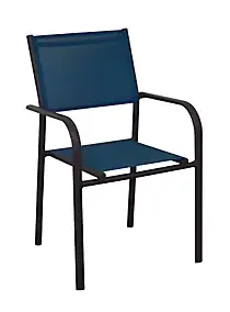 Fauteuil de jardin Proloisirs Duca en aluminium - Coloris châssis graphite, assise bleue - Hauteur 87 cm