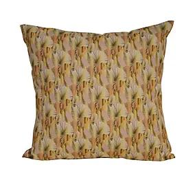 Coussin d'extérieur à motif feuilles orange L.45 x l.45 cm