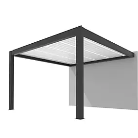 Pergola bioclimatique adossée motorisée Summer aluminium gris 4 x 4 m Proloisirs + LED intégré