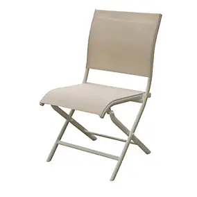 Chaise de jardin en aluminium crème effet chevron Proloisirs Élégance