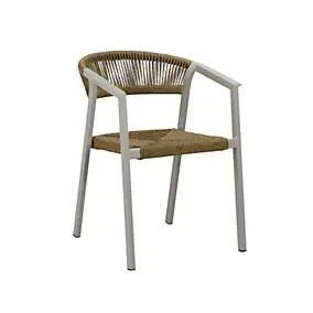 Fauteuil de jardin empilable résine et paille crème ProLoisirs Gabriel