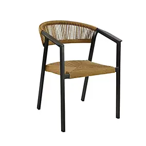 Fauteuil de jardin empilable résine et paille graphite ProLoisirs Gabriel