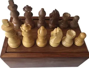 Pieces d'échecs 76 mm Acacia Classique (sans plateau) - Wilson Jeux