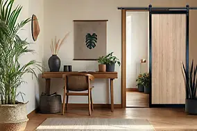 Kit porte coulissante avec rail rustique, rail recoupable 83 x 204 cm, Univers Skylab