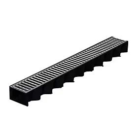 Caniveau PP noir grille galva 12,9 x 100 cm