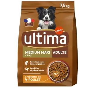 ULTIMA Croquettes poulet pour moyen et grand chien adulte 7,5kg