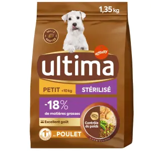 ULTIMA Croquettes au poulet réduction du tartre pour petit chien stérilisé 1.35kg