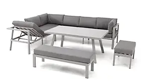 Ensemble repas de jardin Antalya DCB Garden aluminium gris 9 personnes