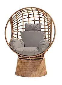 Balancelle de jardin Borabora Paris Garden résine tressée marron L 110 x l 87 x H 153 cm