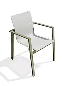 Fauteuil de jardin empilable Miami en aluminium kaki et textilène gris DCB GARDEN