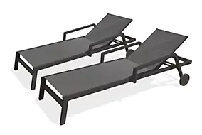 Bain de soleil Ibiza aluminium gris anthracite L.210 cm Paris Garden (lot de 2)