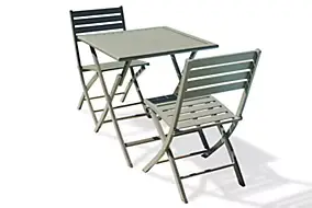 Ensemble table et 2 chaises de jardin Marius aluminium vert kaki City Garden