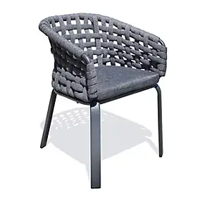 Fauteuil de jardin Camargue corde tissé en aluminium gris anthracite - PARIS GARDEN