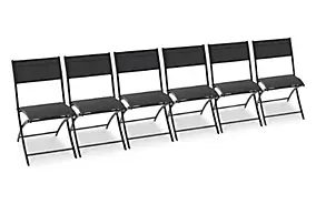 Chaise de jardin pliante aluminium et textilène noir H.82 cm DCB Garden (lot de 6)