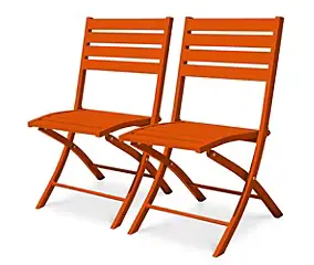 Chaise de jardin pliante Marius aluminium orange H.82 cm City Garden (lot de 2)