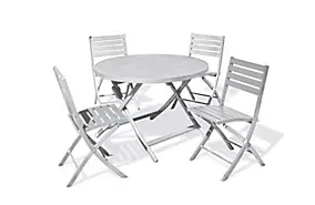 Ensemble table ronde et 4 chaises de jardin Marius aluminium gris City Garden