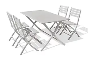 Ensemble table et 4 chaises de jardin Marius aluminium gris City Garden