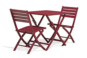 Ensemble table et 2 chaises de jardin Marius aluminium rouge carmin City Garden