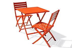 Ensemble table et 2 chaises de jardin Marius aluminium orange City Garden