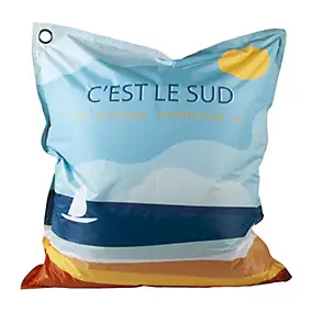 Coussin xxl imprimé " le sud " jaune, bleu 110 x 130cm Cotton Wood