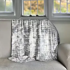 Plaid imitation fourrure gris moiré L.150 x l.130 cm
