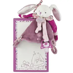 Coffret doudou attache sucette lapin Cerise