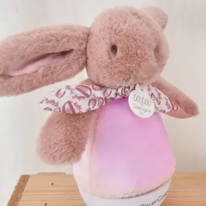 Veilleuse musicale culbuto rose Lapin Doudou (24 cm)