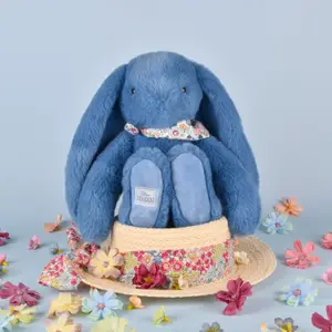 Peluche Lapin Fleurette Bleu (25 cm)