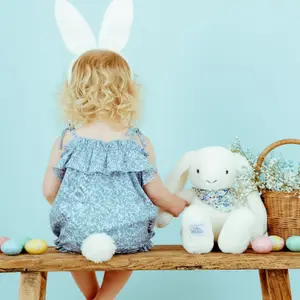 Peluche Lapin Fleurette Blanc (50 cm)