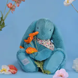 Peluche Lapin Fleurette Turquoise (50 cm)